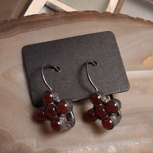 Vintage Brown-Red Cluster Drop Earrings